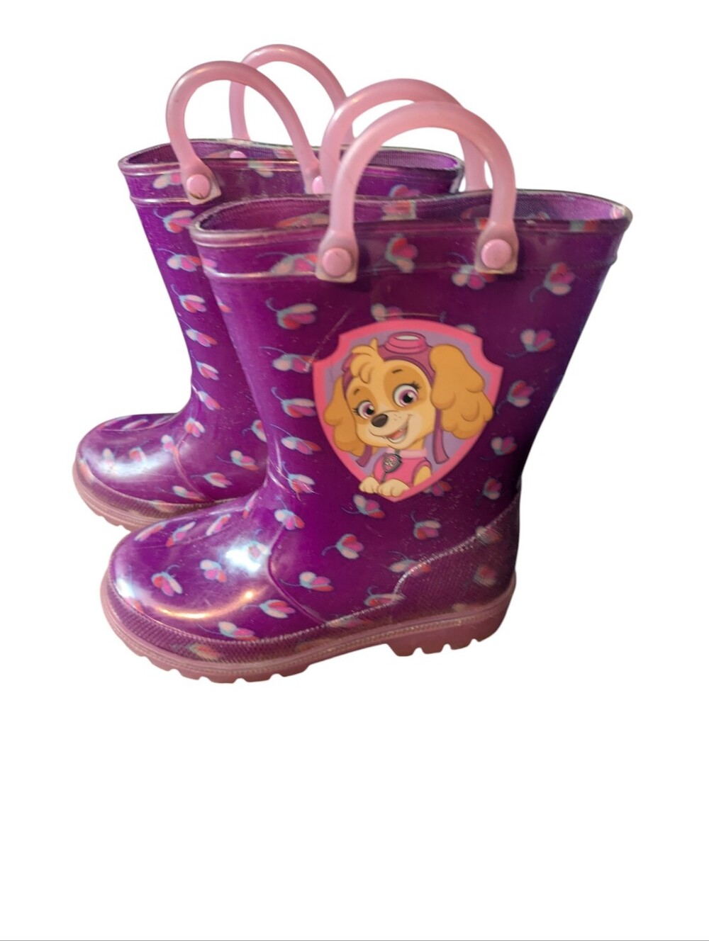 Paw Patrol Skye Purple Rain Boots with Pink Handles
